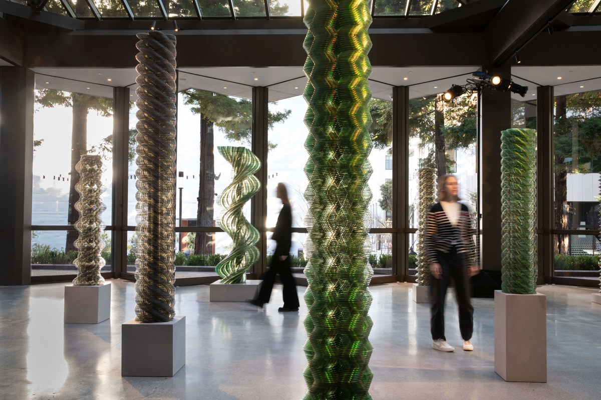 Visitors inside ICA SF at Transamerica Pyramid Center